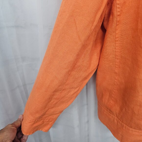 Vintage Talbots Orange Irish Linen Jacket Preppy Minimalist 22W - Picture 3 of 13